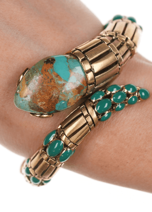 Retro Roberto Cavalli Italian Turquoise snake clamper bangle - Estate Fresh Austin