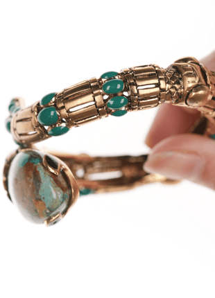 Retro Roberto Cavalli Italian Turquoise snake clamper bangle - Estate Fresh Austin