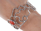 Retro Southwestern Mediterranean coral Sterling modernist bracelet - Estate Fresh Austin
