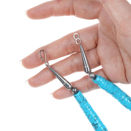 Retro Southwestern sterling heishi pendant/necklace with block turquoise - Estate Fresh Austin