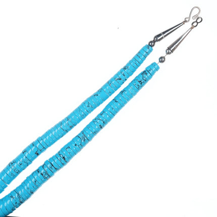 Retro Southwestern sterling heishi pendant/necklace with block turquoise - Estate Fresh Austin