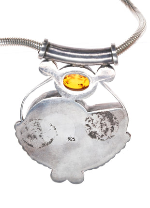 Retro Sterling Ammonite, amber pendant/necklace - Estate Fresh Austin