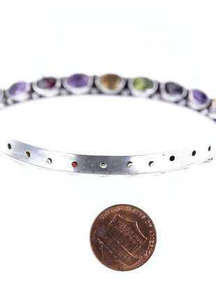 Retro Sterling Garnet, Amethyst, Peridot, topaz Bangle bracelet - Estate Fresh Austin