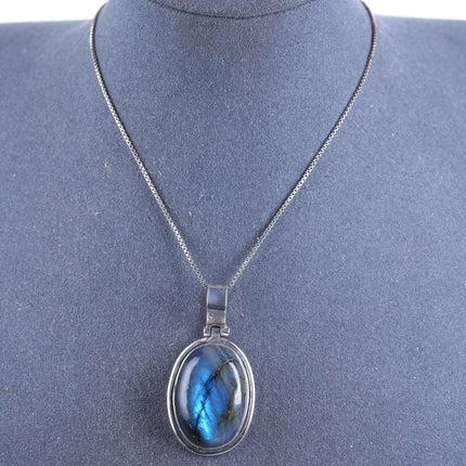 Retro Sterling Labradorite pendant/necklace - Estate Fresh Austin