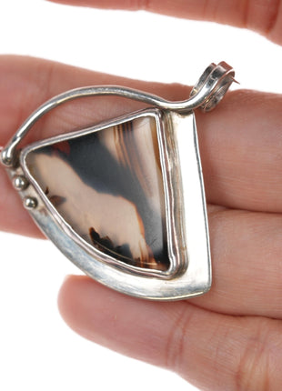 Retro Sterling Montana Agate pendant - Estate Fresh Austin