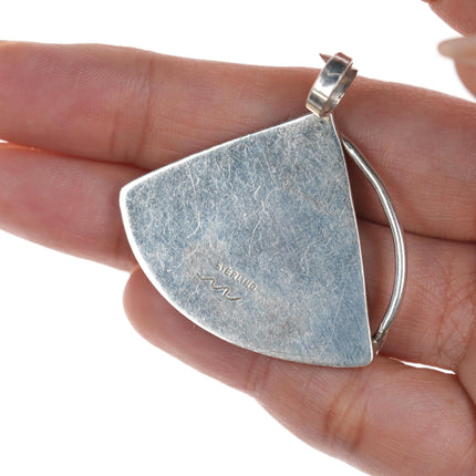 Retro Sterling Montana Agate pendant - Estate Fresh Austin