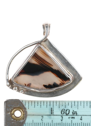 Retro Sterling Montana Agate pendant - Estate Fresh Austin