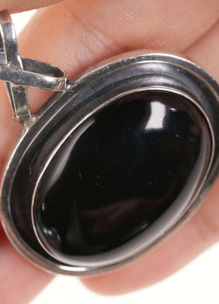 Retro Sterling Onyx Pendant - Estate Fresh Austin