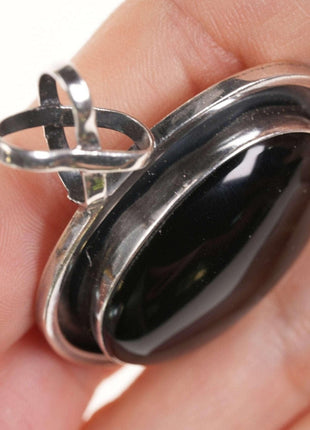 Retro Sterling Onyx Pendant - Estate Fresh Austin