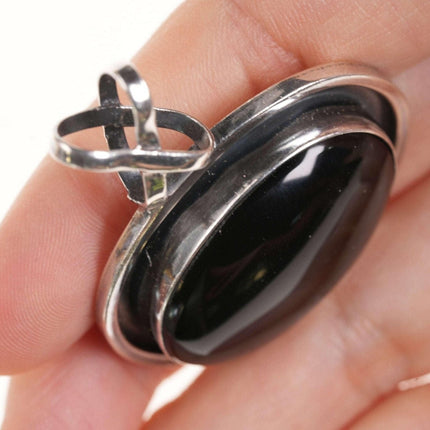 Retro Sterling Onyx Pendant - Estate Fresh Austin