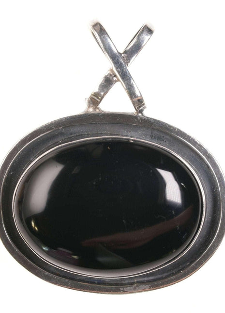 Retro Sterling Onyx Pendant - Estate Fresh Austin