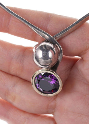 Retro sterling silver amethyst necklace - Estate Fresh Austin