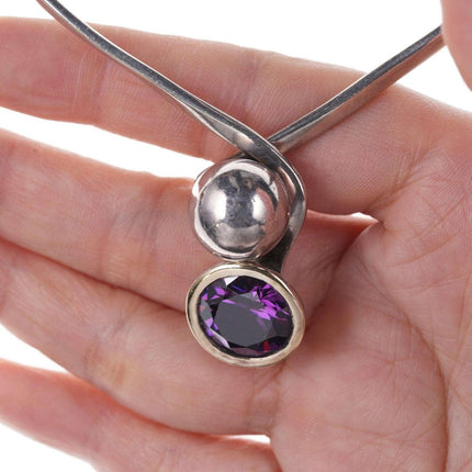 Retro sterling silver amethyst necklace - Estate Fresh Austin