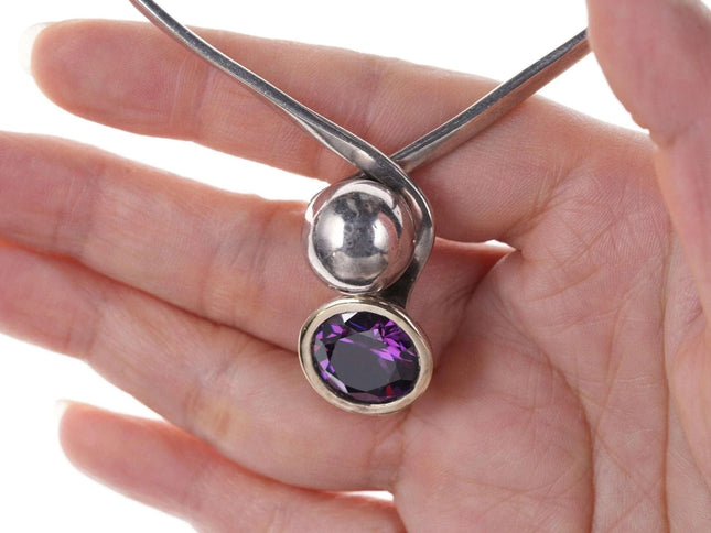 Retro sterling silver amethyst necklace - Estate Fresh Austin