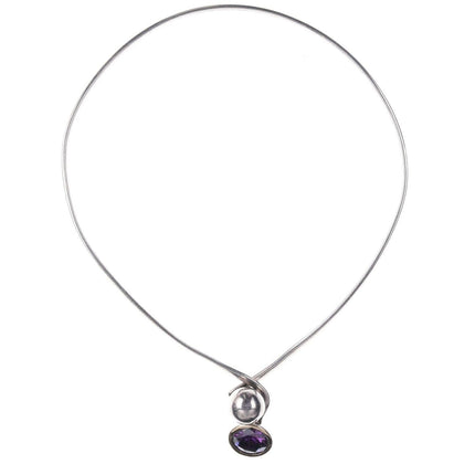 Retro sterling silver amethyst necklace - Estate Fresh Austin