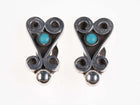 Retro Sterling/turquoise clip-on earrings - Estate Fresh Austin