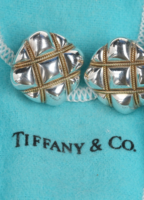 Retro Tiffany 18k/Sterling clip on earrings - Estate Fresh Austin