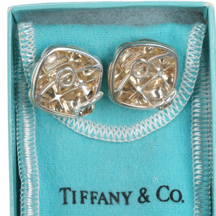 Retro Tiffany 18k/Sterling clip on earrings - Estate Fresh Austin