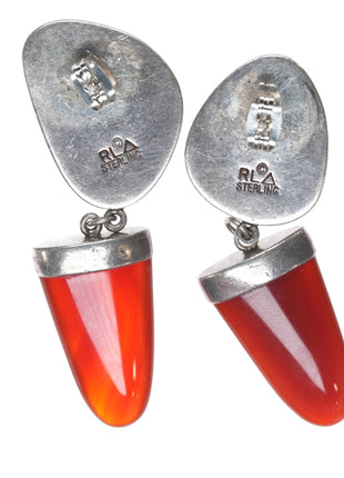 Richard Lindsay designs sterling turquoise, and orange chalcedony earrings - Estate Fresh Austin