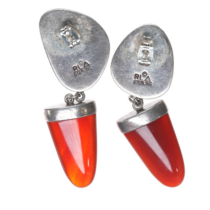 Richard Lindsay designs sterling turquoise, and orange chalcedony earrings - Estate Fresh Austin