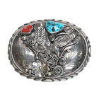 Richard & Rita Begay Navajo Sterling Eagle belt buckle with turquoise/coral - Estate Fresh Austin