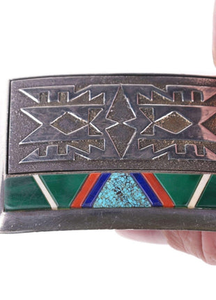 Richard Tsosie Navajo Cobblestone inlay Tufa cast belt buckle - Estate Fresh Austin