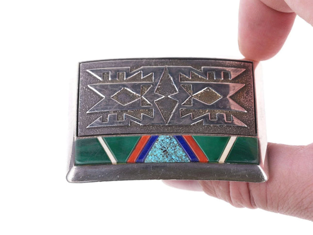 Richard Tsosie Navajo Cobblestone inlay Tufa cast belt buckle - Estate Fresh Austin