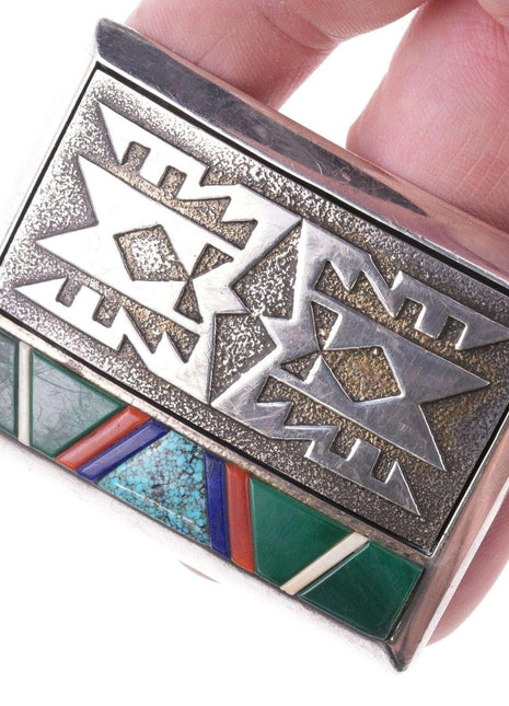 Richard Tsosie Navajo Cobblestone inlay Tufa cast belt buckle - Estate Fresh Austin