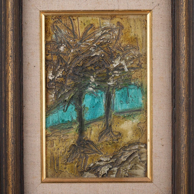 Rider Mid Century Modern Impasto Oil on board - Estate Fresh Austin