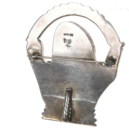 Robert and Bernice Leekya Zuni Sterling turquoise and branch coral pendant/pin - Estate Fresh Austin