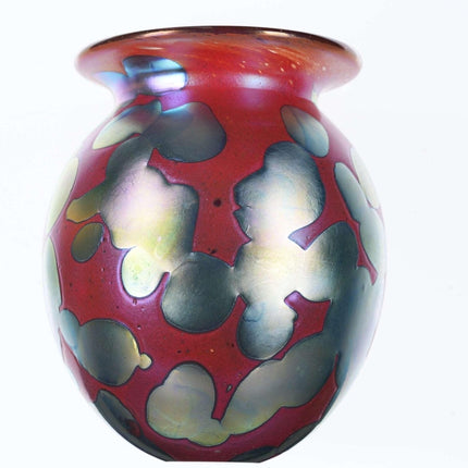 Robert Eickholt Strawberry Iridescent Studio art glass vase - Estate Fresh Austin