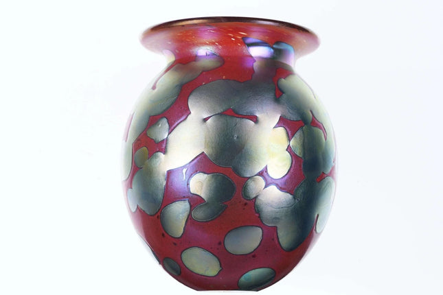 Robert Eickholt Strawberry Iridescent Studio art glass vase - Estate Fresh Austin