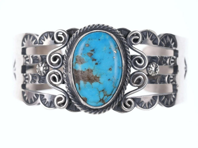Robert Johnson Navajo Sterling silver turquoise bracelet - Estate Fresh Austin