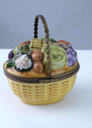 Rochard Peint Main Limoges vegetable basket Trinket Box Hand Painted - Estate Fresh Austin