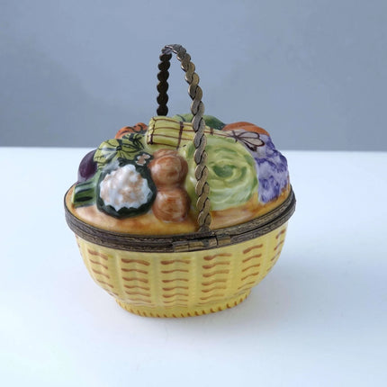 Rochard Peint Main Limoges vegetable basket Trinket Box Hand Painted - Estate Fresh Austin