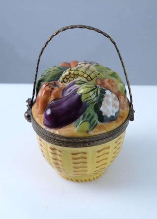 Rochard Peint Main Limoges vegetable basket Trinket Box Hand Painted - Estate Fresh Austin