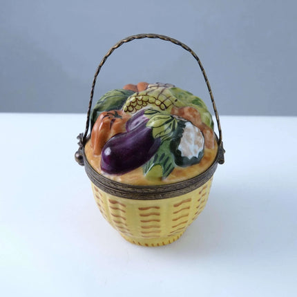 Rochard Peint Main Limoges vegetable basket Trinket Box Hand Painted - Estate Fresh Austin