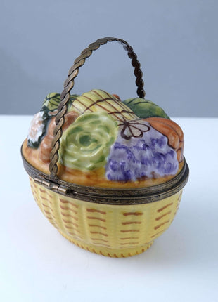 Rochard Peint Main Limoges vegetable basket Trinket Box Hand Painted - Estate Fresh Austin