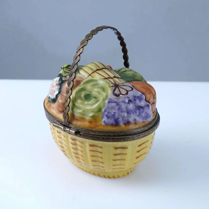 Rochard Peint Main Limoges vegetable basket Trinket Box Hand Painted - Estate Fresh Austin