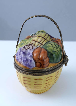 Rochard Peint Main Limoges vegetable basket Trinket Box Hand Painted - Estate Fresh Austin