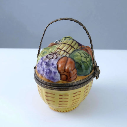 Rochard Peint Main Limoges vegetable basket Trinket Box Hand Painted - Estate Fresh Austin