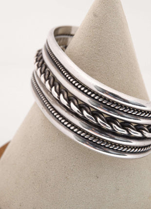 Roger Francisco Woven Rope Navajo Sterling Silver Cuff Bracelet - Estate Fresh Austin