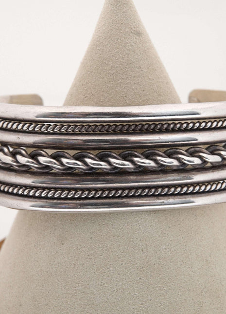 Roger Francisco Woven Rope Navajo Sterling Silver Cuff Bracelet - Estate Fresh Austin