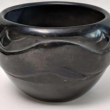 Rose Gonzales (1900 - 1989), San Ildefonso Pueblo Wide Bowl with Carved Avanyu - Estate Fresh Austin