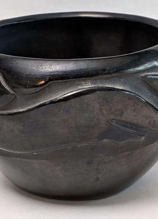 Rose Gonzales (1900 - 1989), San Ildefonso Pueblo Wide Bowl with Carved Avanyu - Estate Fresh Austin