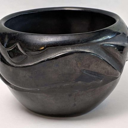 Rose Gonzales (1900 - 1989), San Ildefonso Pueblo Wide Bowl with Carved Avanyu - Estate Fresh Austin