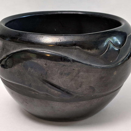 Rose Gonzales (1900 - 1989), San Ildefonso Pueblo Wide Bowl with Carved Avanyu - Estate Fresh Austin