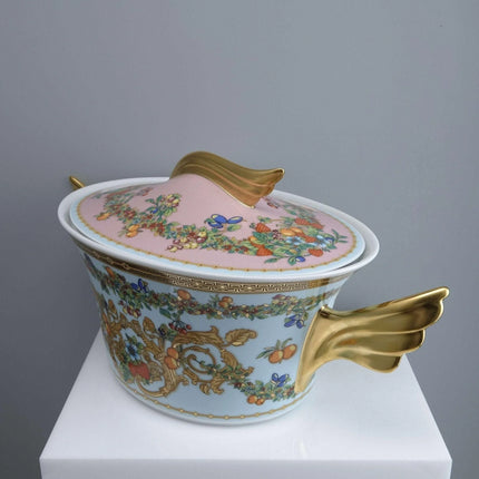 Rosenthal Versace Covered Vegetable Jardin de Versace Pink and blue with Heavy G - Estate Fresh Austin