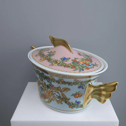 Rosenthal Versace Covered Vegetable Jardin de Versace Pink and blue with Heavy G - Estate Fresh Austin