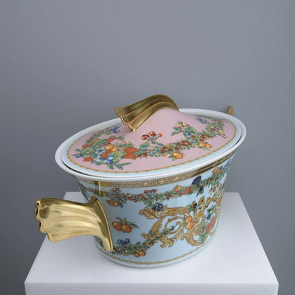 Rosenthal Versace Covered Vegetable Jardin de Versace Pink and blue with Heavy G - Estate Fresh Austin